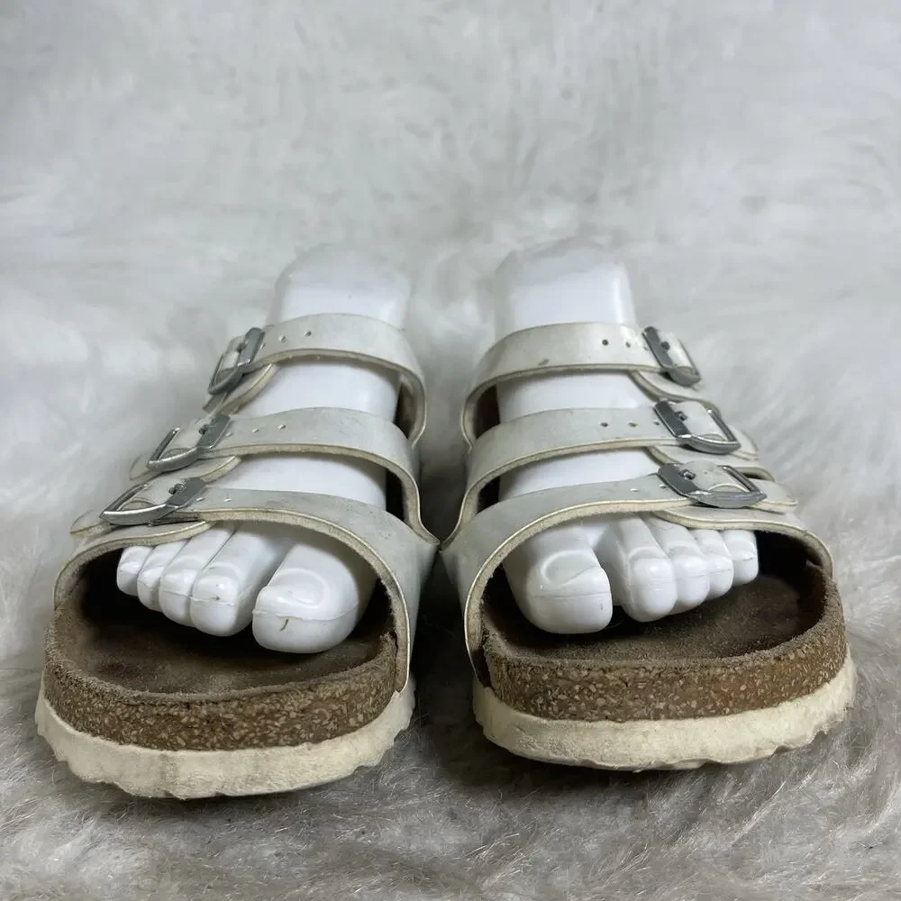 Birkenstock Florida 3 Strap White Sandals Womens EU 40 US 9 Buckle